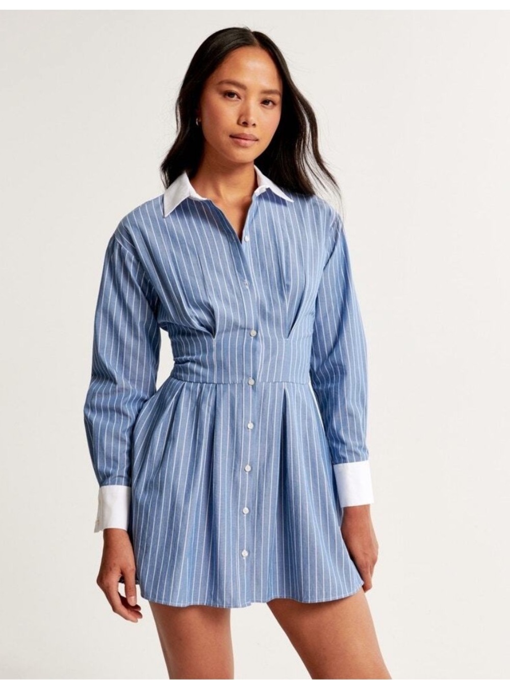 Abercrombie & Fitch blue Striped Button Down Mini Dress Size XL preppy chic 90s
